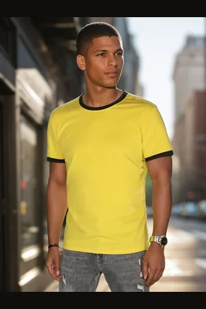 D-Street T-shirt męski basic żółty RX5660