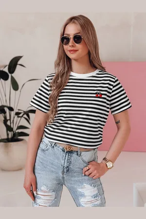 D-Street T-shirt damski w paski MARINESSI czarny RY2898