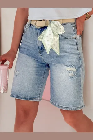 D-Street Spodenki damskie jeansowe z paskiem SHORTIVA niebieskie SY0476