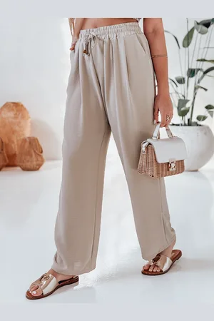 D-Street Spodnie damskie casualowe wide leg LOVETRIP khaki UY2637
