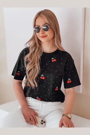 D-Street T-shirt damski w wiśnie FRUTTIKA czarny RY2891