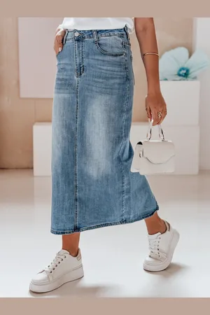 D-Street Spódnica jeansowa maxi MAXI LONG niebieska CY0478