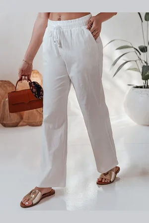 D-Street Spodnie damskie casualowe wide leg BOHO DAY białe UY2652
