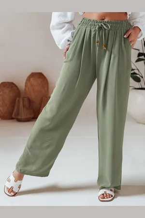 D-Street Spodnie damskie casualowe wide leg LOVETRIP zielone UY2639