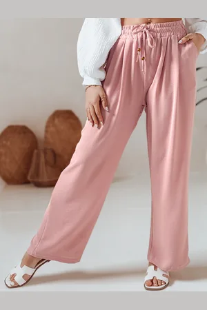 D-Street Spodnie damskie casualowe wide leg LOVETRIP różowe UY2638