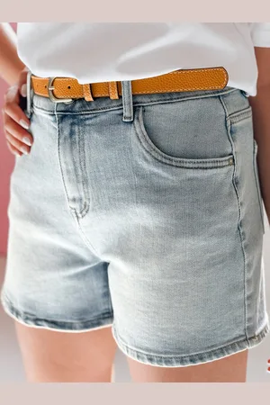 D-Street Spodenki damskie jeansowe z paskiem SUNNY JIN niebieskie SY0470