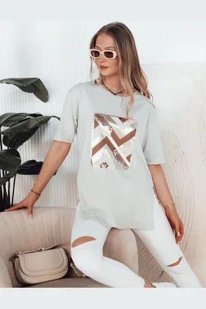 D-Street T-shirt damski PIMAT jasnoszary RY2580