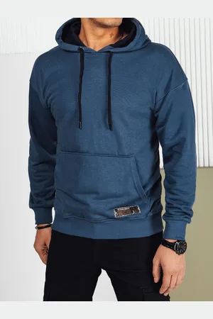 D-Street Bluza męska z kapturem niebieska BX5695