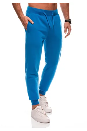 Edoti Jednolite męskie spodnie dresowe joggery BASIC – niebieskie V1 EM-PABS-0108