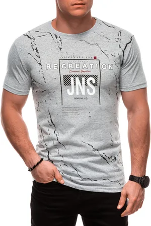 Edoti T-shirt męski z nadrukiem S2037- szary