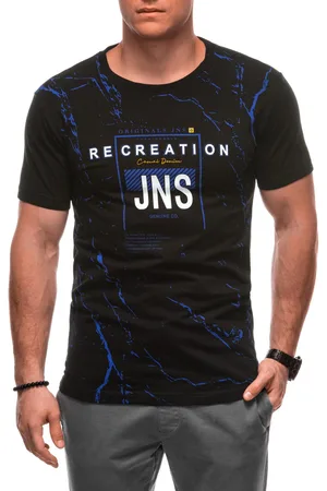 Edoti T-shirt męski z nadrukiem S2037- czarny