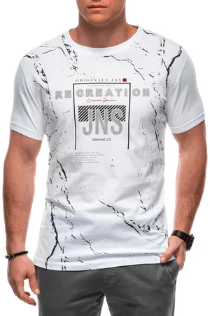 Edoti T-shirt ęski z nadrukiem S2037- biała
