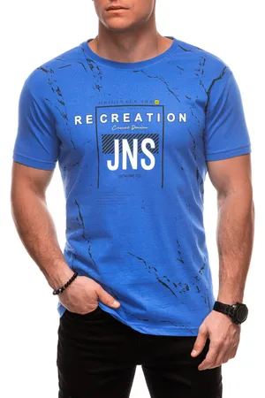 Edoti T-shirt ęski z nadrukiem S2037- niebieski