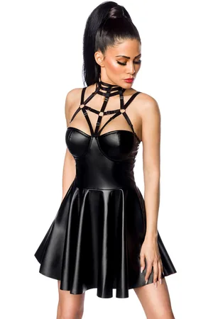 Saresia Bielizna Goth z Powerlastic Harness Wetlook Dress