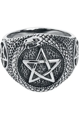 etNox hard and heavy Pierścień Goth z - Snake Pentagram Unisex