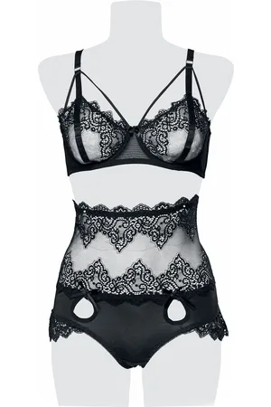 Grey Velvet Bielizna Goth z 2-Part Lace Bra Set