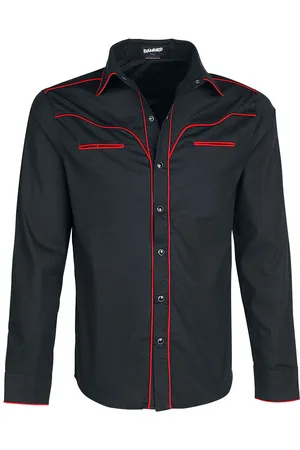 Banned Alternative Koszula z długim rękawem Rockabilly z Plain Trim