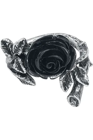 Alchemy Pierścień Goth z - Wild Black Rose Ring Kobiety