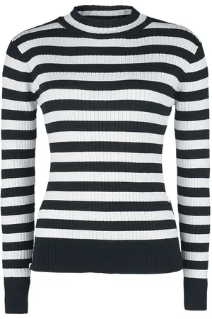 Jawbreaker Sweter Rockabilly z Menace White and Black Stripe Sweater