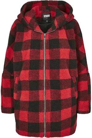 Urban classics Kurtka zimowa z Ladies Hooded Oversized Check Sherpa Jacket