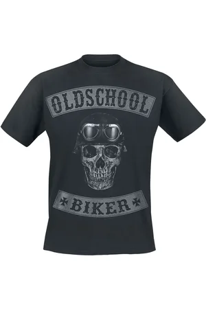 Oldschool Biker Skull T-Shirt Rockabilly z S do 5XL