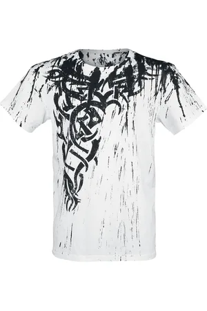 Outer Vision T-Shirt z Wings Tattoo Splashed Strips