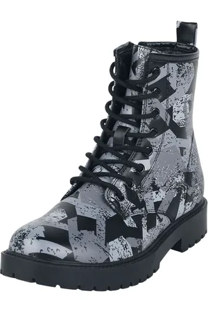 EMP Buty Rockabilly z Lace-up boots with all-over rock hand print