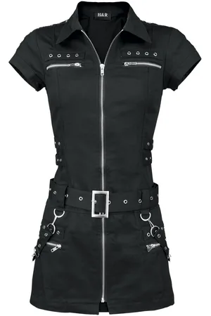 H&R London Sukienka krótka Goth z Black Zip Dress