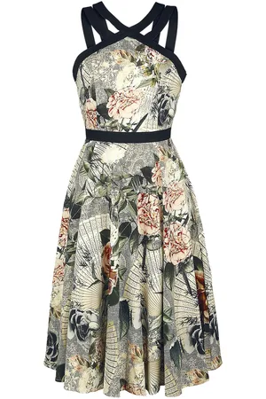 H&R London Sukienka Medium Rockabilly z Ancient Roses