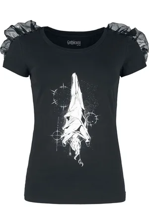 Gothicana T-Shirt Goth z T-shirt with gathered detail and mystical print