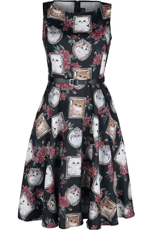 Voodoo Vixen Framed Kitties Sleeveless Flare Dress - Sukienka Medium - Kobiety
