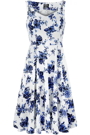 H&R London Sukienka Medium Rockabilly z Blue Rosaceae Swing Dress