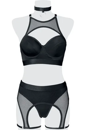 Grey Velvet Bielizna Goth z Erotic Set