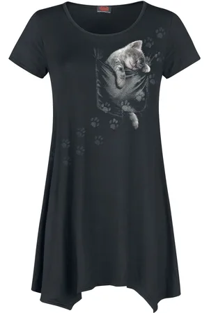 Spiral T-Shirt Goth z Pocket Kitten