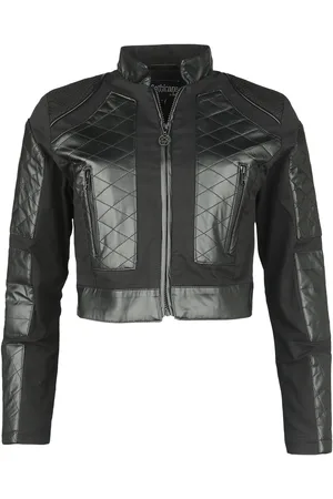 Gothicana Kurtka przejściowa Goth z Short jacket with faux leather details