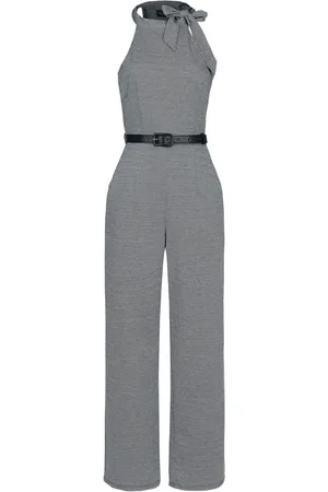 Voodoo Vixen Kombinezon Rockabilly z Tie collar high-neck knit jumpsuit