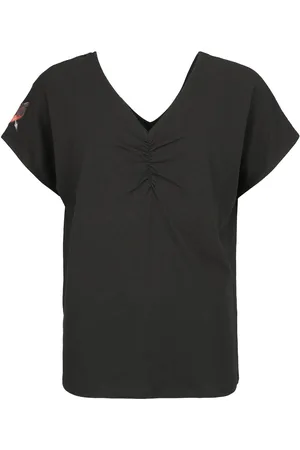 EMP T-Shirt z T-shirt with shirred V-neck