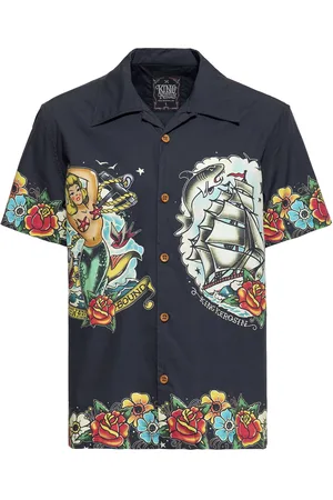King kerosin Koszula z krótkim rękawem Rockabilly z Tropical Hawaiian-style deluxe