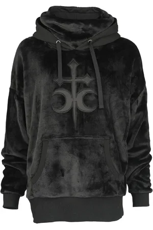 Gothicana Bluza z kapturem Goth z Fluffy hoody with high collar