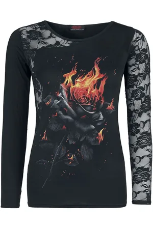 Spiral Longsleeve Goth z Flaming Rose