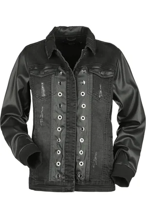 EMP Kurtka jeansowa z Jeans Jacket With Faux Leather Details