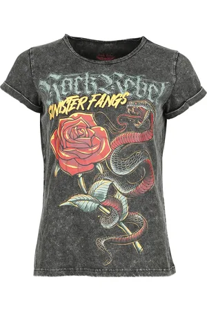 Rock Rebel T-Shirt z T-shirt with old school snake and puff print