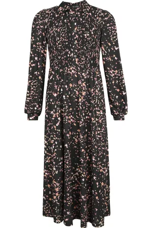 QED London Sukienka Medium Rockabilly z Shirred bust ditsy floral shirt midi dress