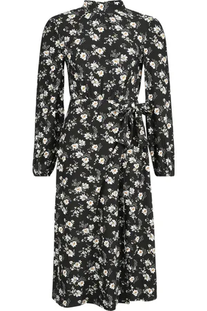 QED London Sukienka Medium Rockabilly z Daisy tie wrap side split midi dress