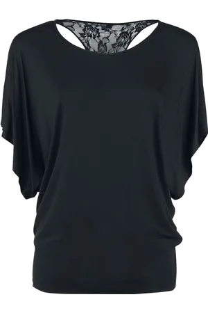 Gothicana T-Shirt Goth z Lace Back Bat Wings