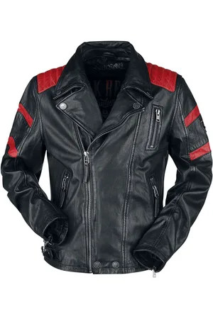 Rock Rebel Kurtka skórzana z Black/Red Leather Biker Jacket