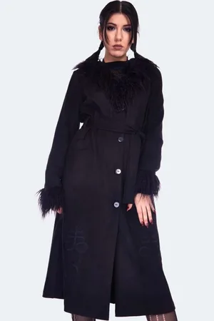 Jawbreaker Płaszcze Rockabilly z Spirited Embroidered Maxi Suede Coat