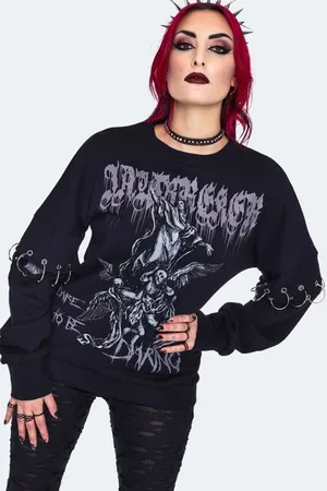 Jawbreaker Bluza Goth z Oversized Printed Jumper
