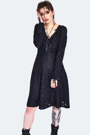 Jawbreaker Sukienka krótka Goth z Venom Print Distressed Skater Dress