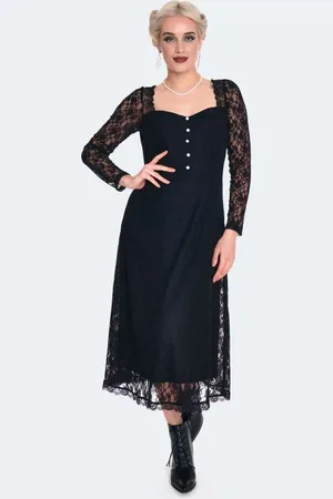 Voodoo Vixen Sukienka Medium Goth z Vintage Style Lace Midi Dress